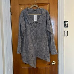 long sleeves asymmetrical button up blouse.